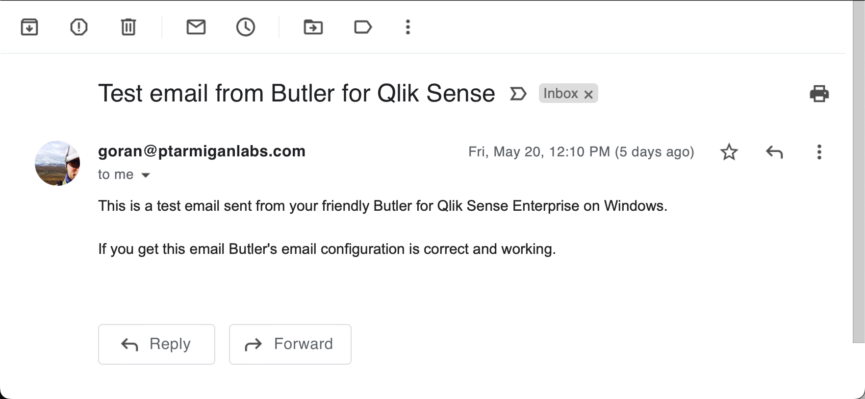 Test email from Butler