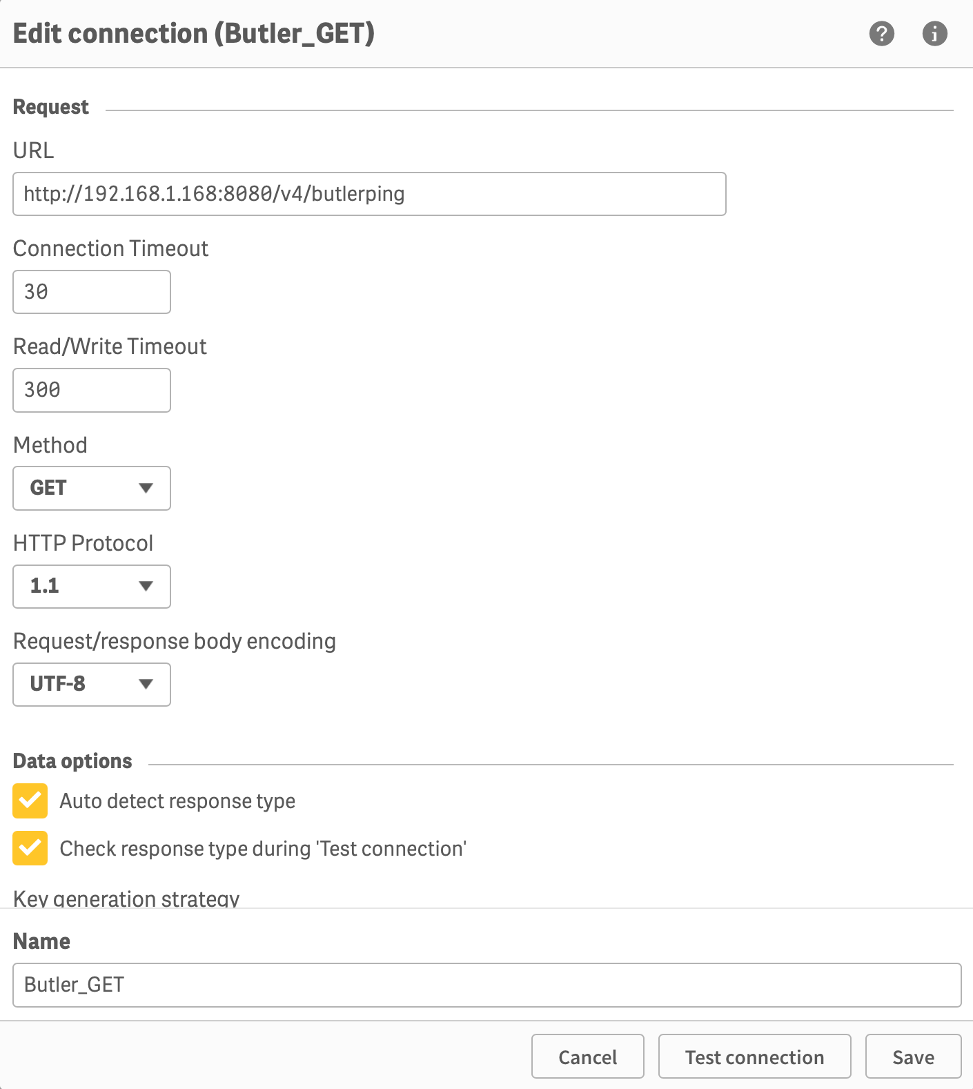 Creating the Butler_GET data connection