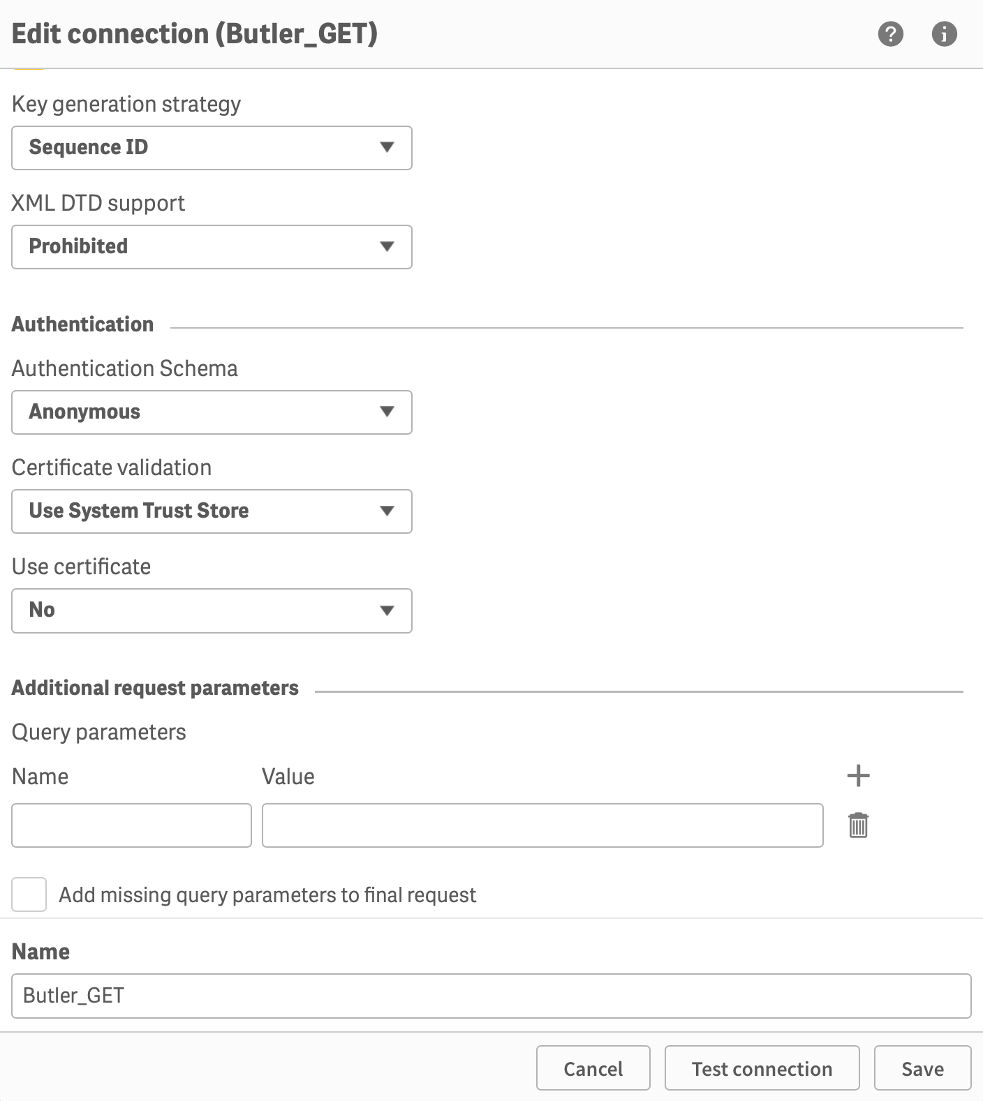 Creating the Butler_GET data connection
