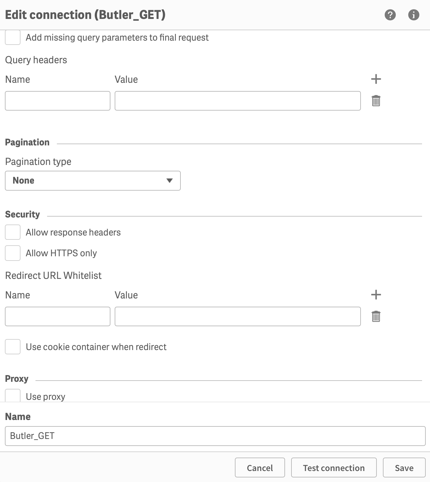 Creating the Butler_GET data connection