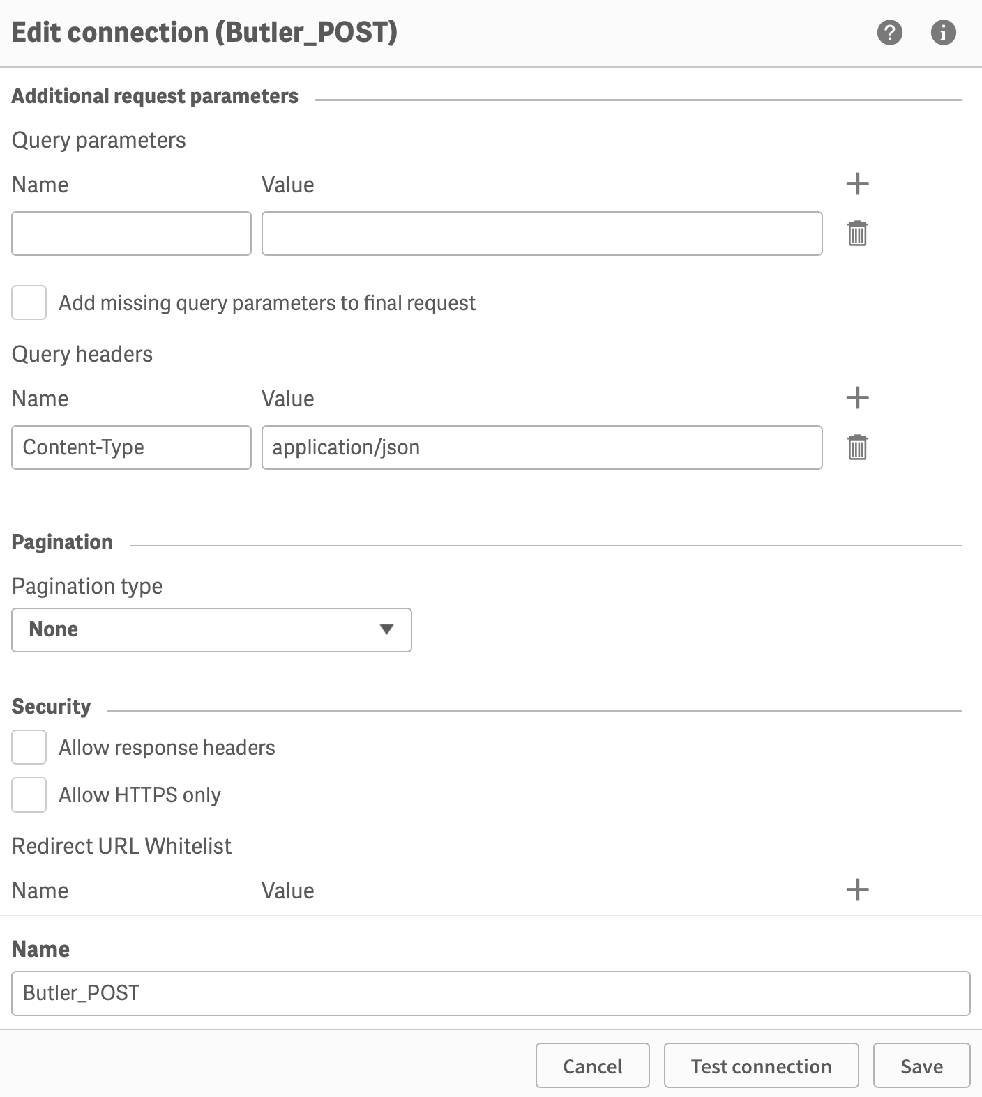 Creating the Butler_POST data connection
