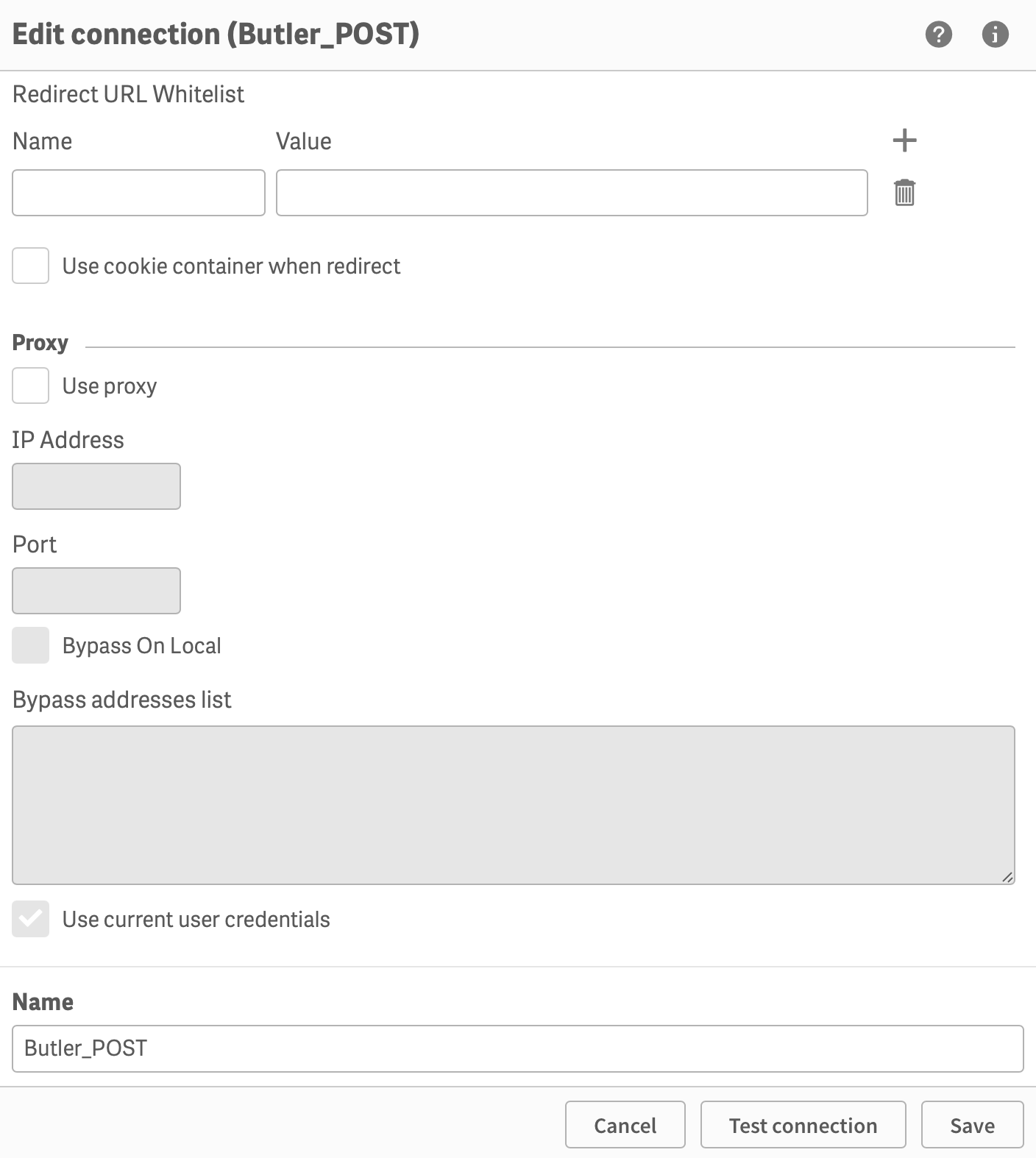Creating the Butler_POST data connection