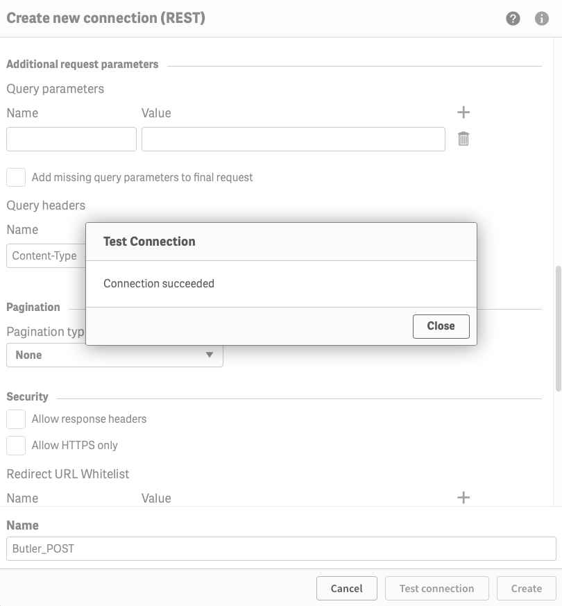 Testing the Butler_POST data connection