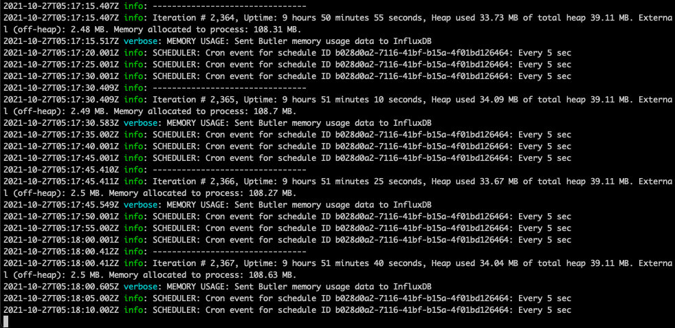 New schedule fires every 5 seconds