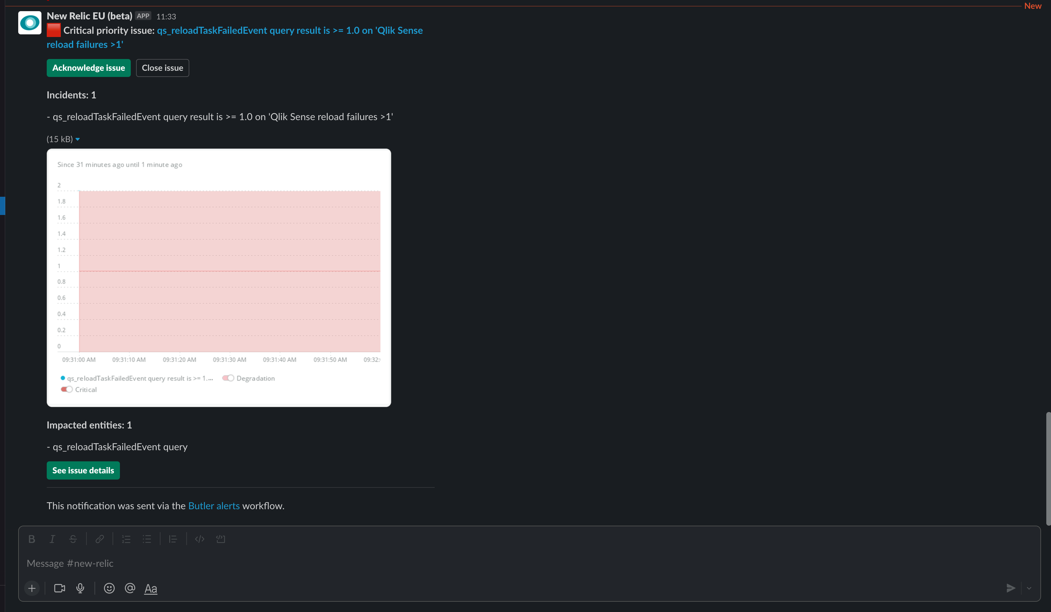 More comprehensive New Relic Slack alert (dark mode)