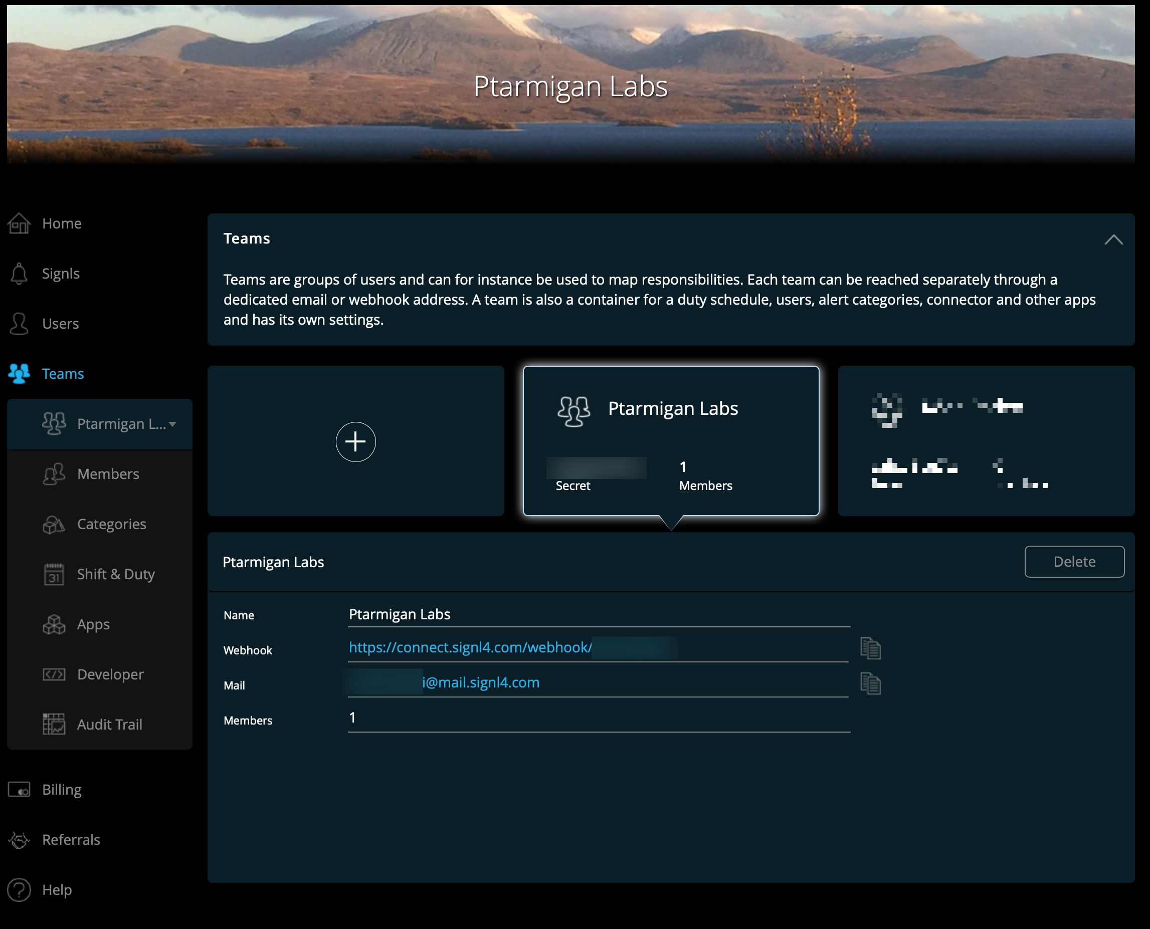 Signl4 team config 
