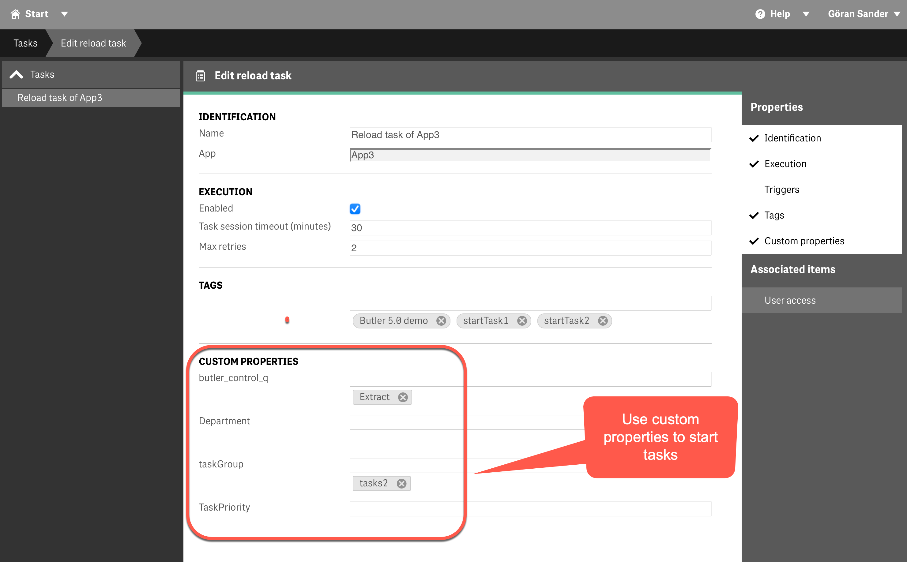 Custom Properties in QMC