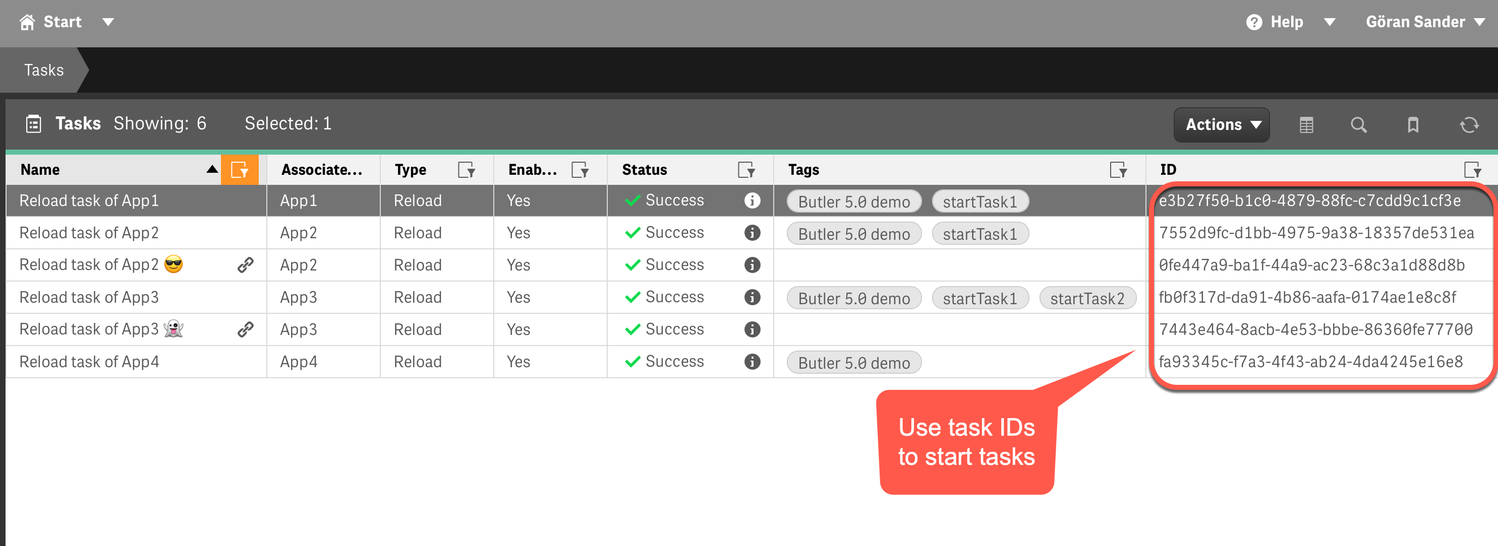 Task IDs in QMC